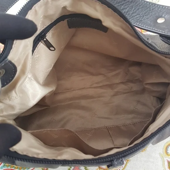 Vintage GIANNI CONTI Grey Leather Handbag - Picture 8 of 9